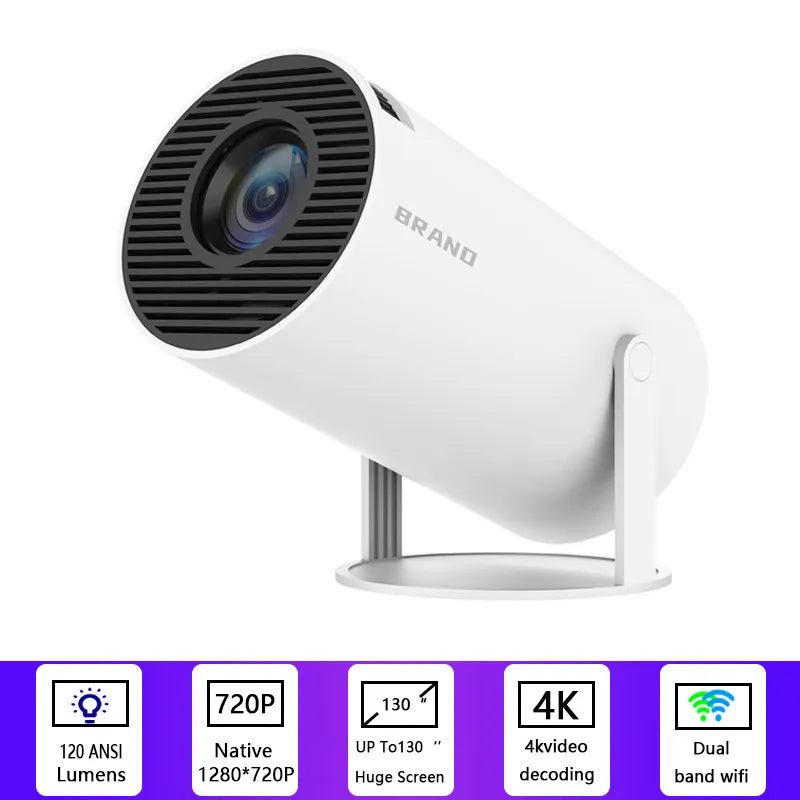 Mini Portable HD Smart Projector with Dual-Band WiFi, Remote Control Operation, Auto Keystone & 130" Display