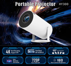 Mini Portable HD Smart Projector with Dual-Band WiFi, Remote Control Operation, Auto Keystone & 130" Display