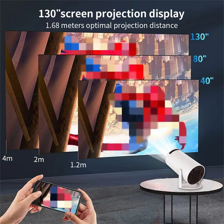 Mini Portable HD Smart Projector with Dual-Band WiFi, Remote Control Operation, Auto Keystone & 130" Display