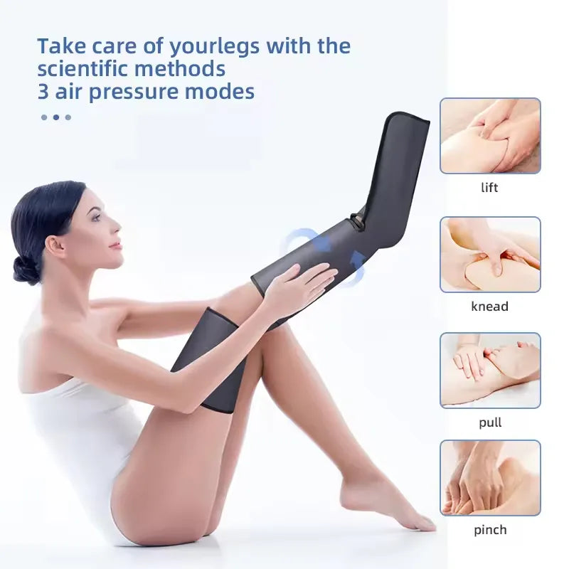 Rechargeable Cordless 360° Air Compression Leg Massager with Adjustable Intensity & Intelligent Control for Full Leg and Foot Massage