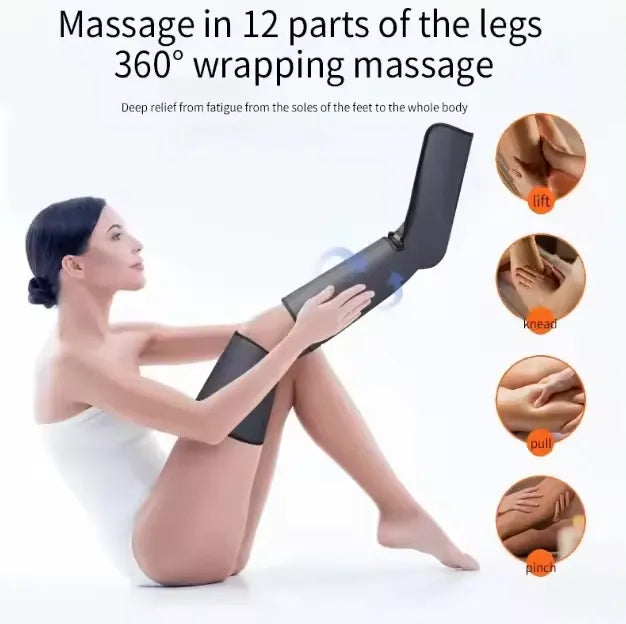 Rechargeable Cordless 360° Air Compression Leg Massager with Adjustable Intensity & Intelligent Control for Full Leg and Foot Massage