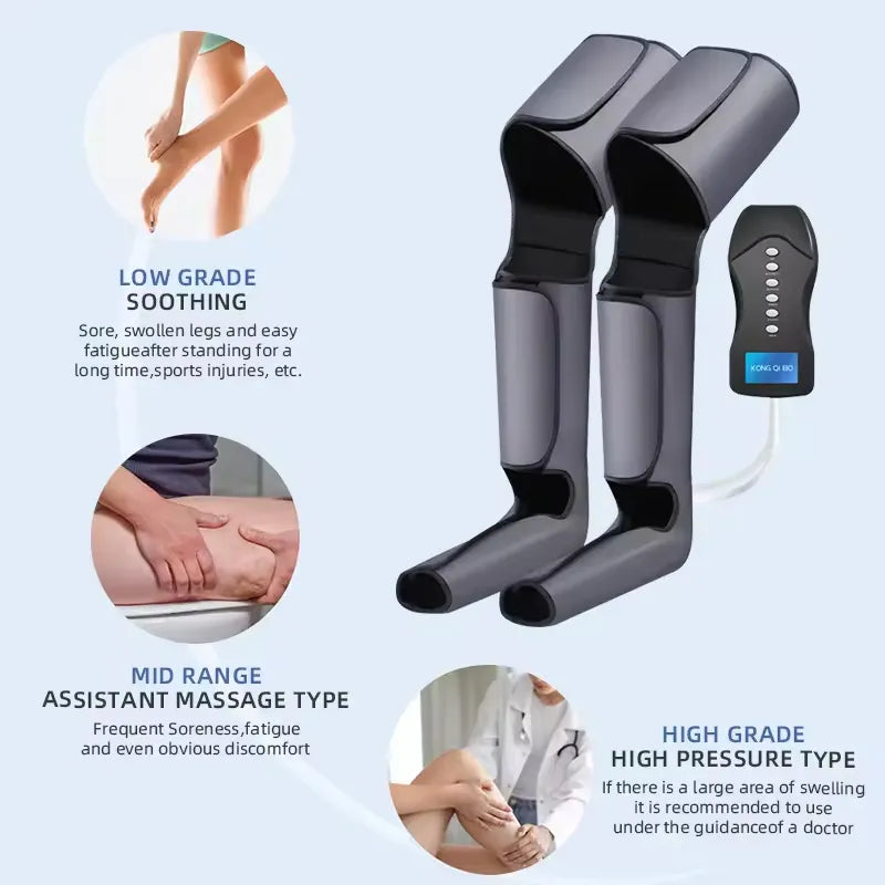 Rechargeable Cordless 360° Air Compression Leg Massager with Adjustable Intensity & Intelligent Control for Full Leg and Foot Massage