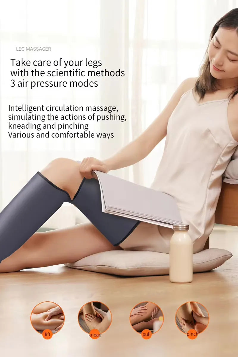 Rechargeable Cordless 360° Air Compression Leg Massager with Adjustable Intensity & Intelligent Control for Full Leg and Foot Massage