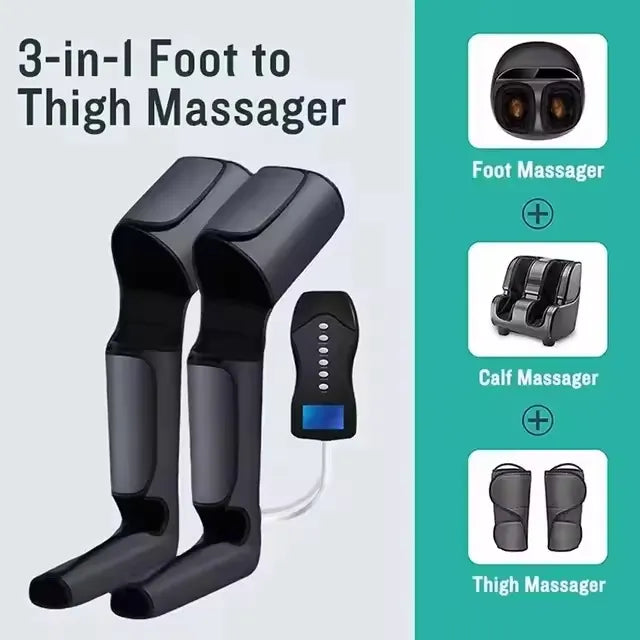 Rechargeable Cordless 360° Air Compression Leg Massager with Adjustable Intensity & Intelligent Control for Full Leg and Foot Massage