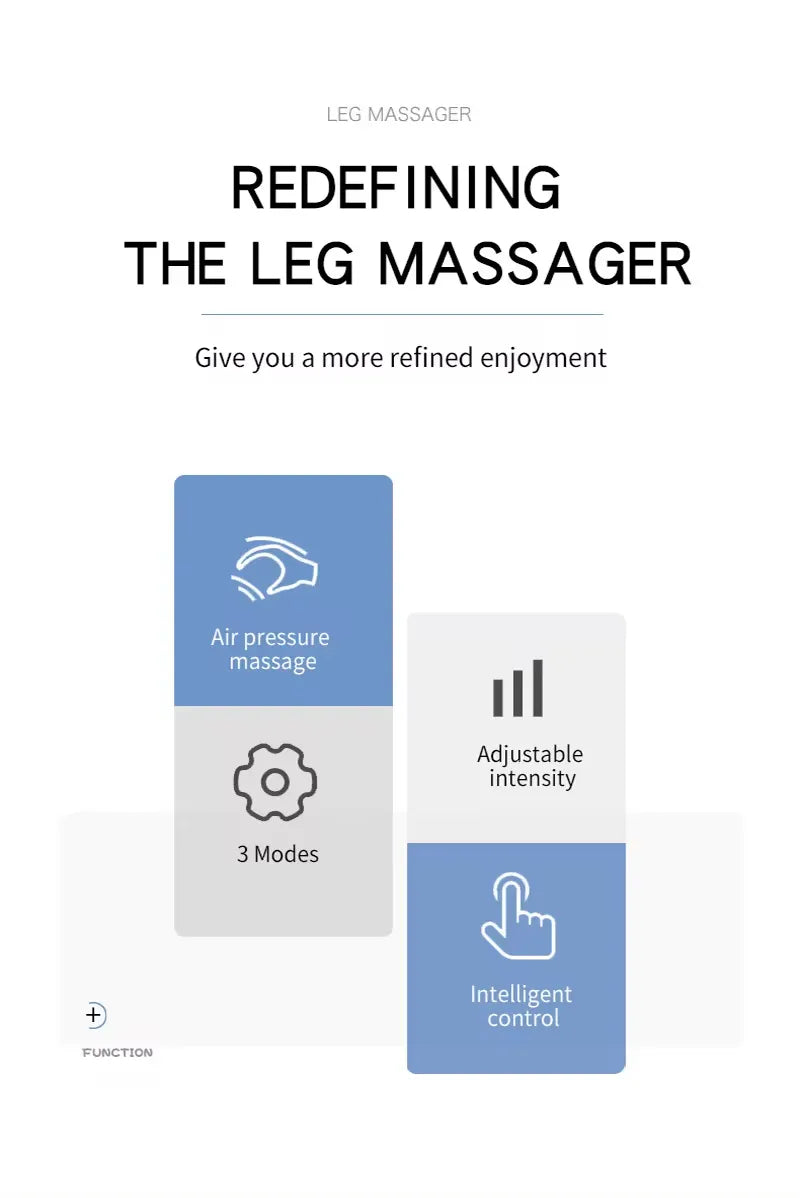 Rechargeable Cordless 360° Air Compression Leg Massager with Adjustable Intensity & Intelligent Control for Full Leg and Foot Massage