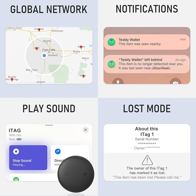 Rexzol Smart Bluetooth Tracker Key Tag for iOS Devices & IP68 Waterproofing with Global Positioning with Apple Find My App