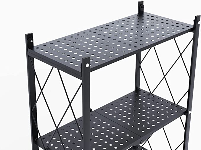 Multi Layer Foldable Metal Storage Rack Organizer with Wheels