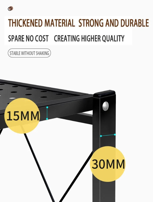 Multi Layer Foldable Metal Storage Rack Organizer with Wheels