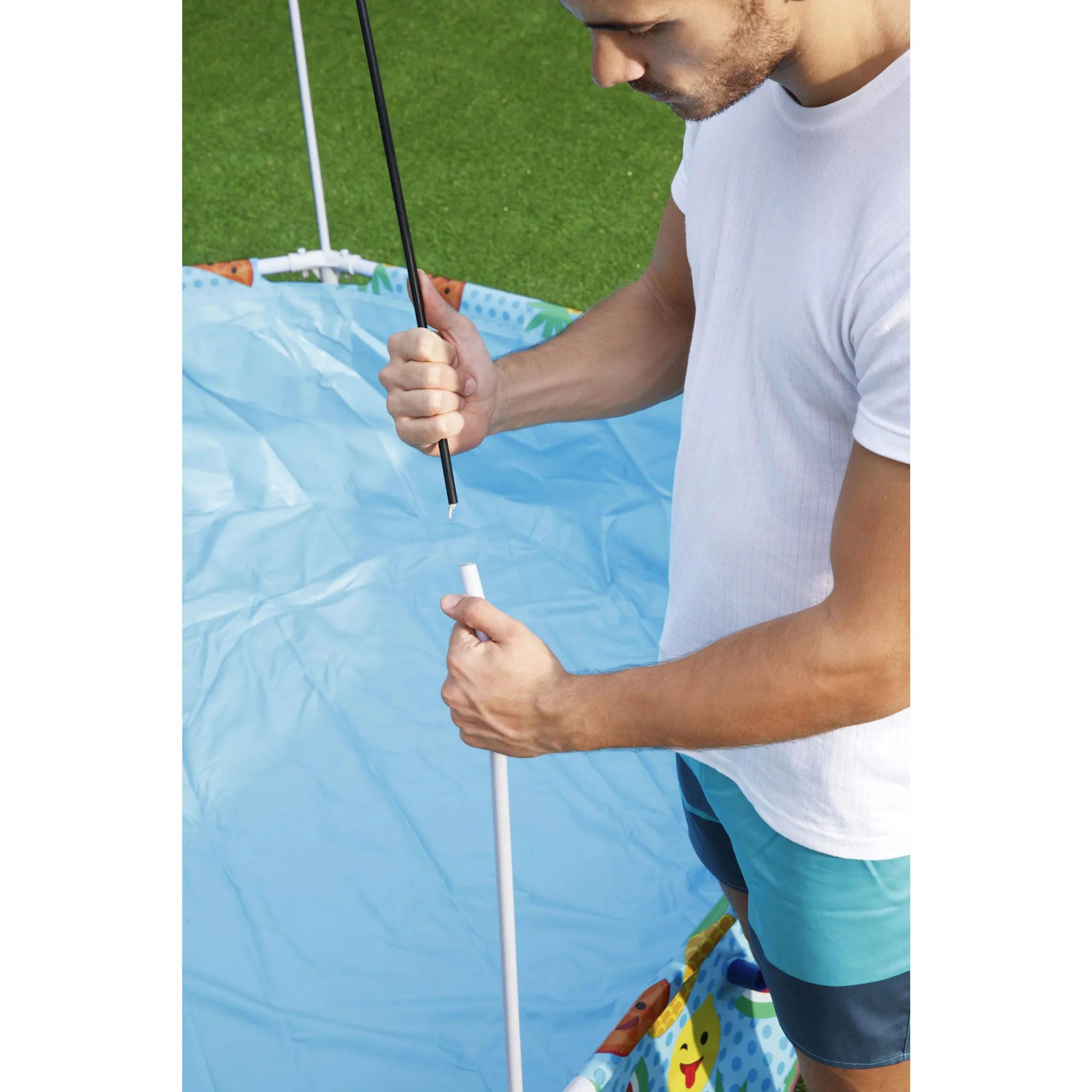 Bestway Steel Pro UV Care Steel Frame Pool with Sun Protection Roof 2.44m x 2.44m x 51cm