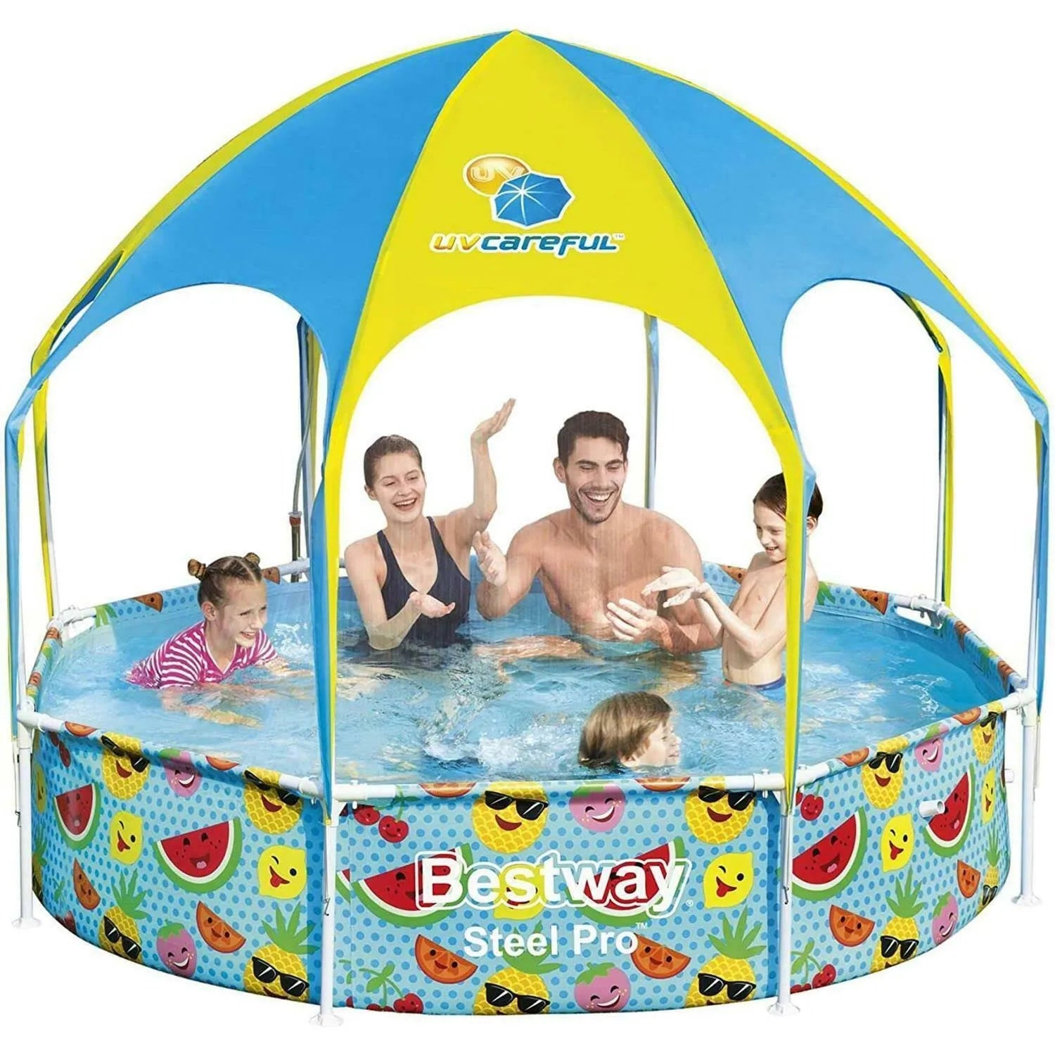 Bestway Steel Pro UV Care Steel Frame Pool with Sun Protection Roof 2.44m x 2.44m x 51cm
