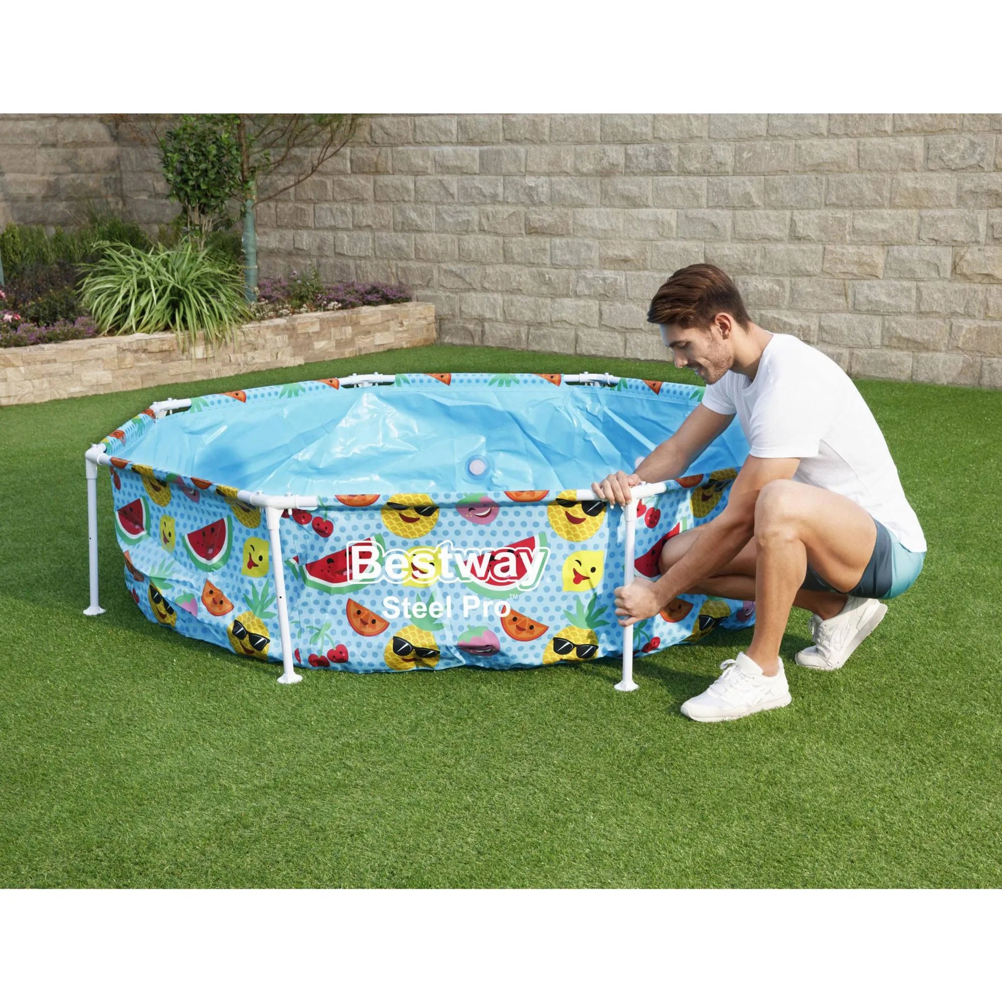 Bestway Steel Pro UV Care Steel Frame Pool with Sun Protection Roof 2.44m x 2.44m x 51cm