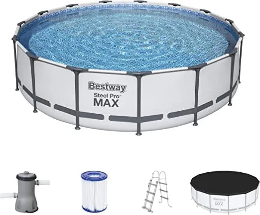 Bestway Steel Pro MAXâ¢ Pool Set - Deluxe Splash Above Ground Pool with Filter Pump, Ladder, Ground C