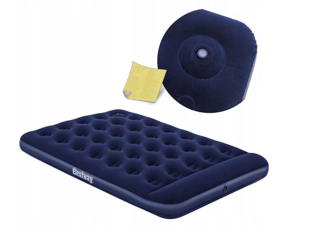 Bestway Double Air Mattress Bed with Built-in Foot Pump for Indoor and Outdoor Use - 1.91 m x 1.37 m x 28 cm
