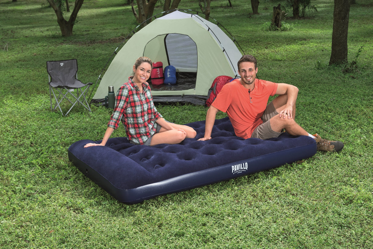 Bestway Double Air Mattress Bed with Built-in Foot Pump for Indoor and Outdoor Use - 1.91 m x 1.37 m x 28 cm