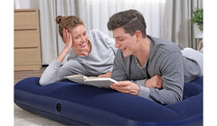 Bestway Double Air Mattress Bed with Built-in Foot Pump for Indoor and Outdoor Use - 1.91 m x 1.37 m x 28 cm