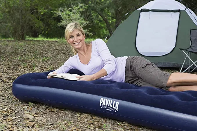 Bestway Pavillo Air Mattress Queen Size with Built-In Foot Pump - Durable Inflatable Bed for Indoor