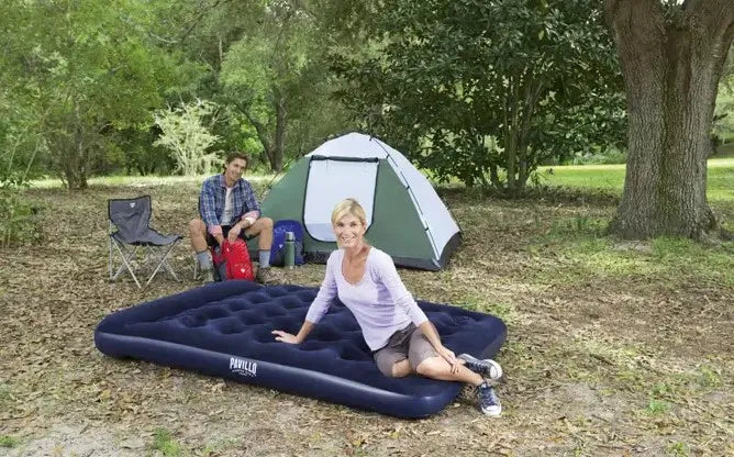 Bestway Pavillo Air Mattress Queen Size with Built-In Foot Pump - Durable Inflatable Bed for Indoor