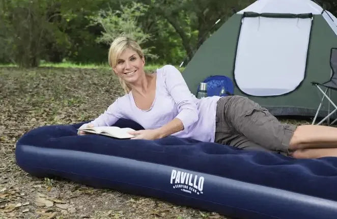 Bestway Pavillo Air Mattress Queen Size with Built-In Foot Pump - Durable Inflatable Bed for Indoor