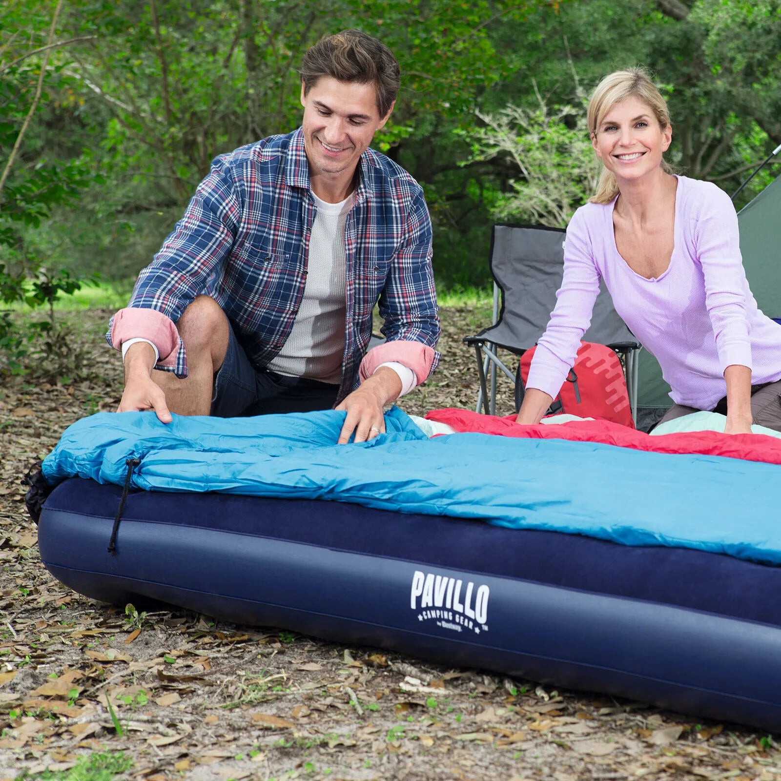 Bestway Pavillo Air Mattress Queen Size with Built-In Foot Pump - Durable Inflatable Bed for Indoor