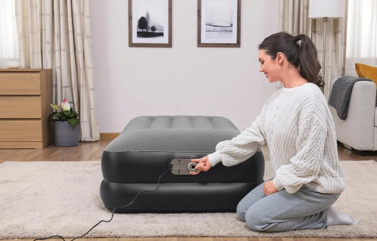 Bestway Tritech Air Mattress with Built-in AC Pump and Antimicrobial Coating - Twin Size, Durable In