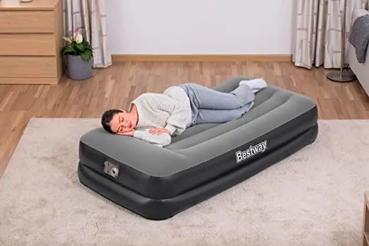 Bestway Tritech Air Mattress with Built-in AC Pump and Antimicrobial Coating - Twin Size, Durable In