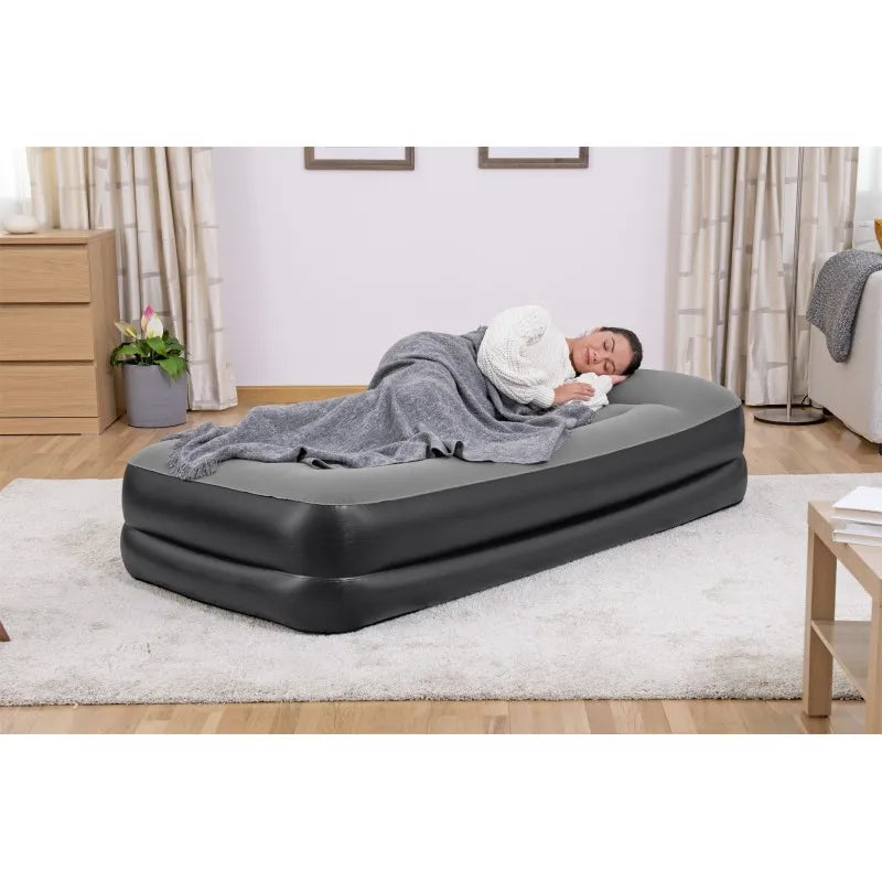 Bestway Tritech Air Mattress with Built-in AC Pump and Antimicrobial Coating - Twin Size, Durable In