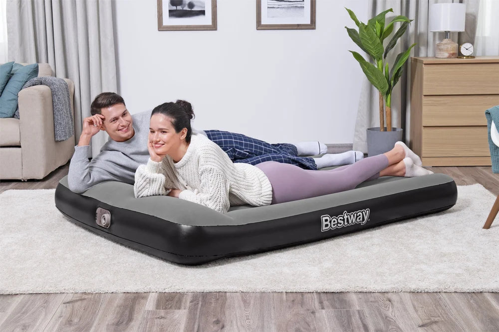 Bestway Tritech Air Comfort Full Size Inflatable Mattress Air Bed with Built-in AC Pump for Home and Travel - 1.91 m x 1.37 m x 30 cm