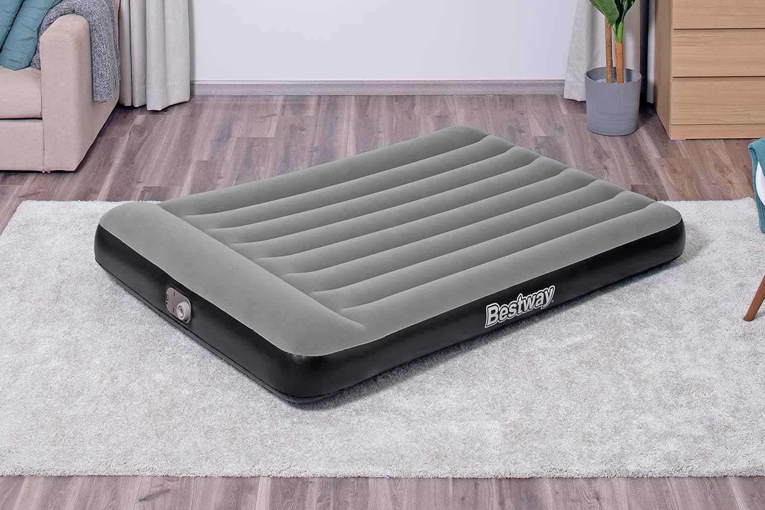 Bestway Tritech Air Comfort Full Size Inflatable Mattress Air Bed with Built-in AC Pump for Home and Travel - 1.91 m x 1.37 m x 30 cm