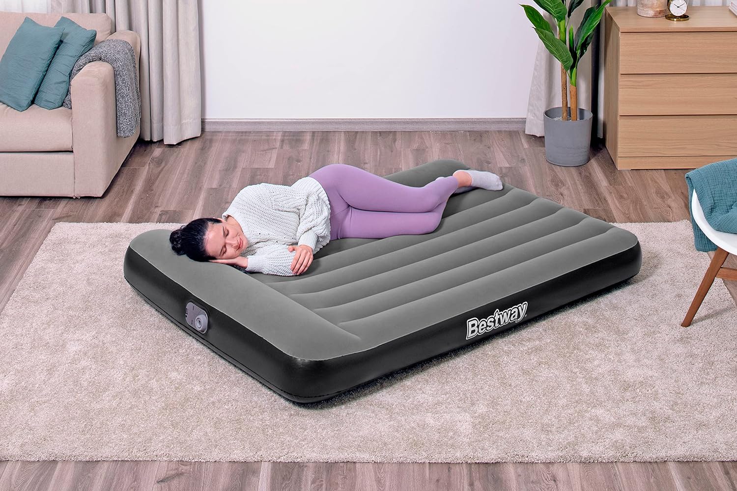 Bestway Tritech Air Comfort Full Size Inflatable Mattress Air Bed with Built-in AC Pump for Home and Travel - 1.91 m x 1.37 m x 30 cm