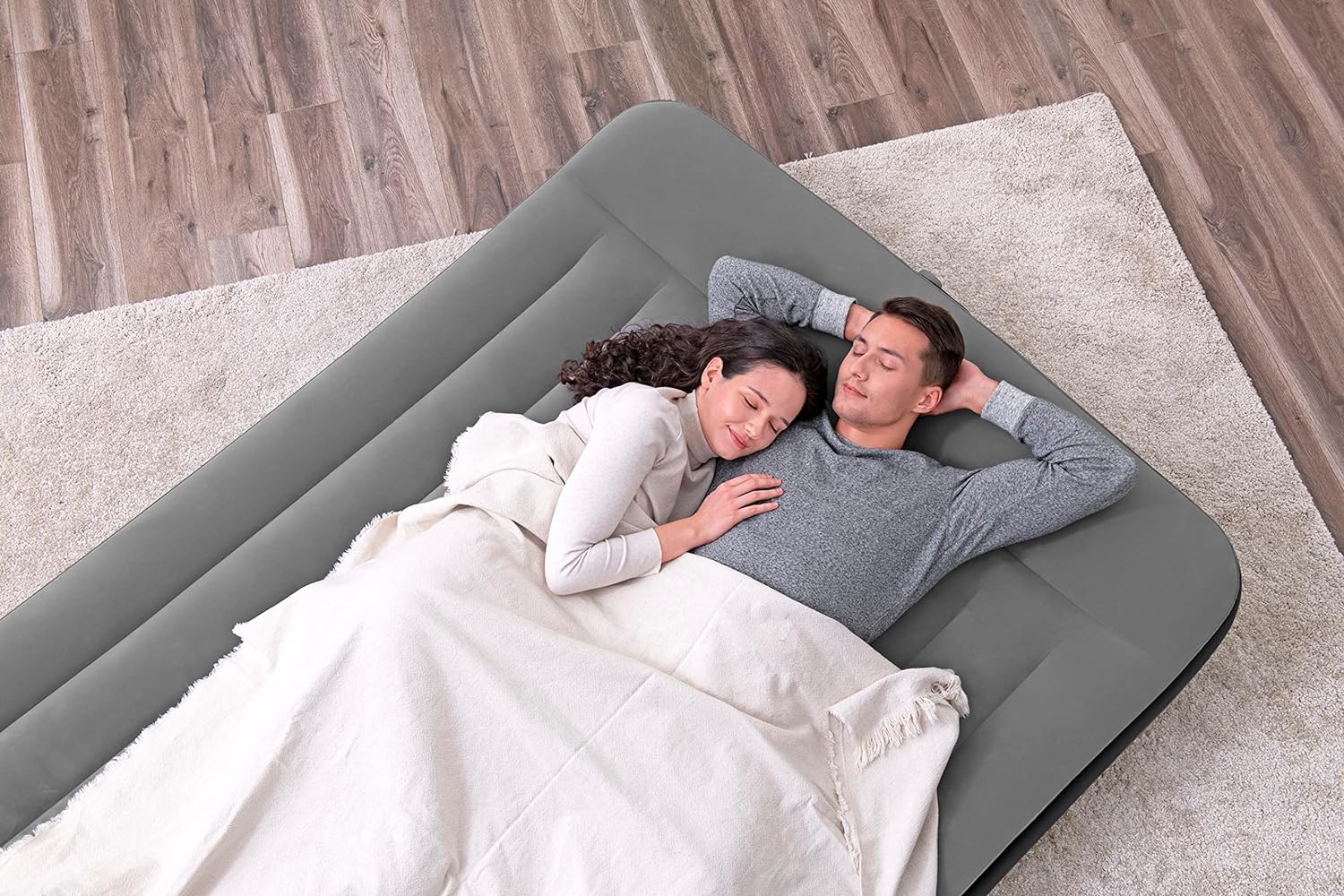 Bestway Tritech Air Comfort Full Size Inflatable Mattress Air Bed with Built-in AC Pump for Home and Travel - 1.91 m x 1.37 m x 30 cm