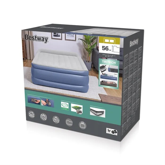 Bestway Tritech Airbed Queen Size with Durable Construction and Built-in Pump for Ultimate Comfort a
