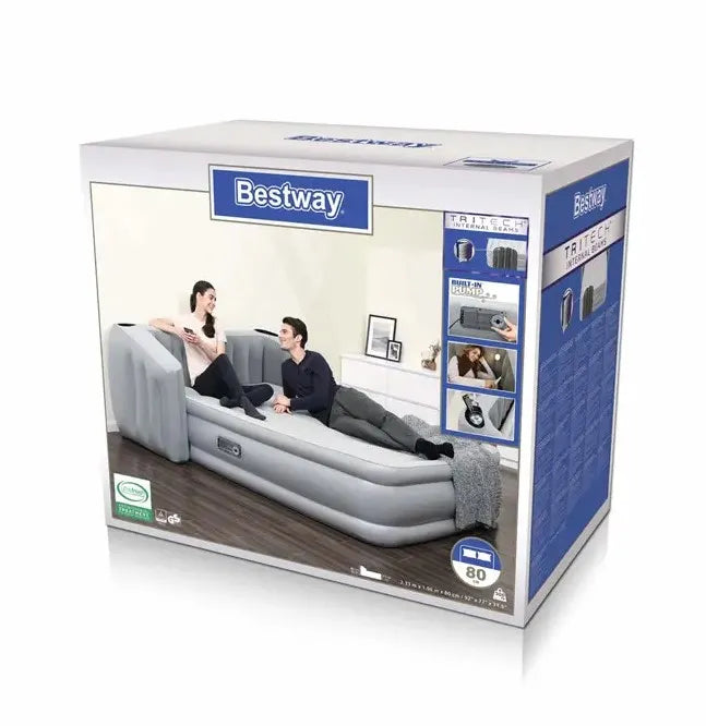 Bestway Tritech Wingback Queen Airbed with Built-In Headboard, LED Light and Drinks Holder - 2.33m x