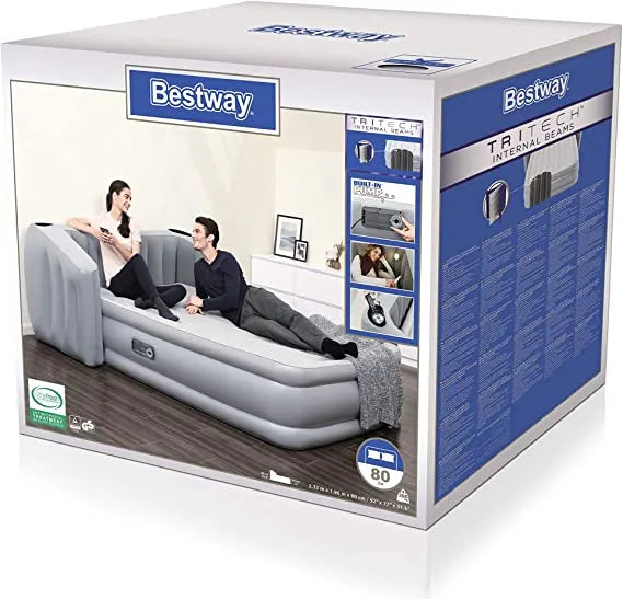 Bestway Tritech Wingback Queen Airbed with Built-In Headboard, LED Light and Drinks Holder - 2.33m x