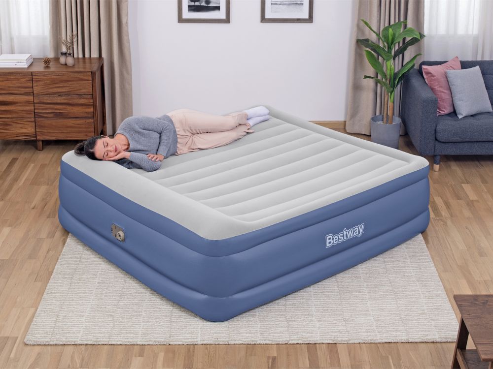 Bestway Tritech King Sized Inflatable Air Mattress with Built-in AC Pump for Ultimate Comfort and Portability - 2.03m x 1.93m x 56cm
