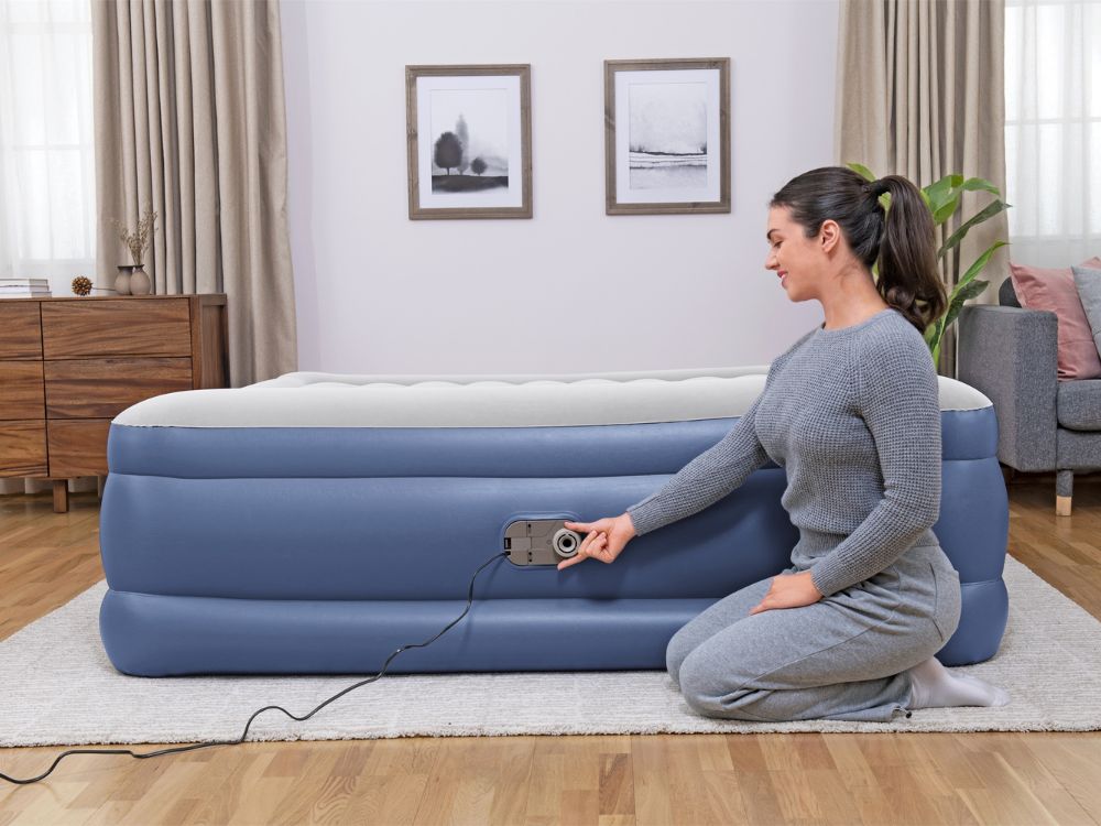 Bestway Tritech King Sized Inflatable Air Mattress with Built-in AC Pump for Ultimate Comfort and Portability - 2.03m x 1.93m x 56cm