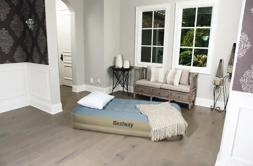 Bestway Fortech Fiber Airbed with Built-in AC Pump - Single Size, 1.91m x 97cm x 33cm