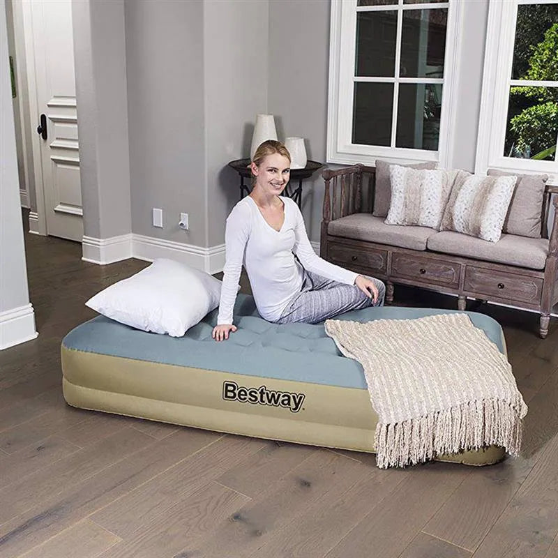 Bestway Fortech Fiber Airbed with Built-in AC Pump - Single Size, 1.91m x 97cm x 33cm