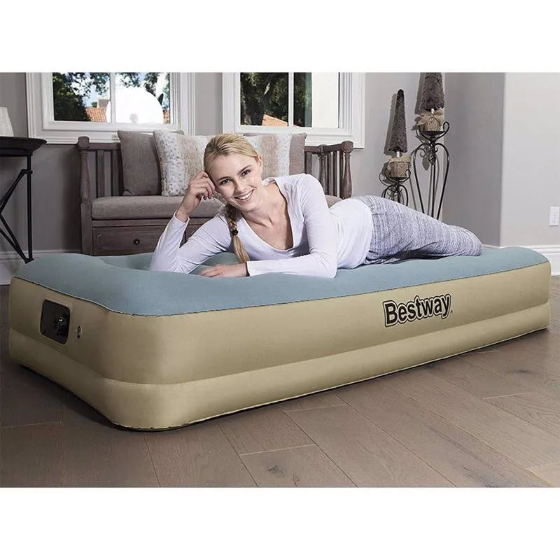 Bestway Fortech Fiber Airbed with Built-in AC Pump - Single Size, 1.91m x 97cm x 33cm