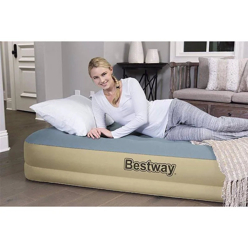 Bestway Fortech Fiber Airbed with Built-in AC Pump - Single Size, 1.91m x 97cm x 33cm