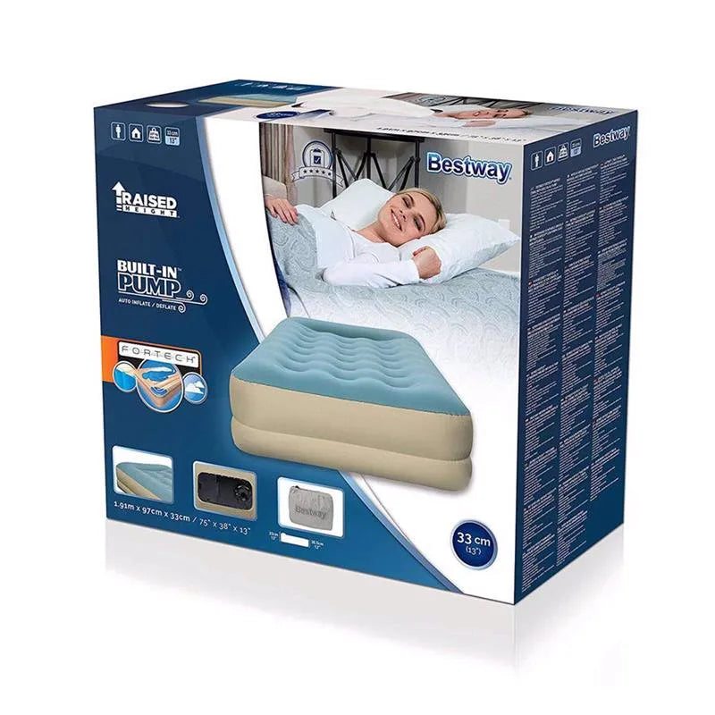 Bestway Fortech Fiber Airbed with Built-in AC Pump - Single Size, 1.91m x 97cm x 33cm