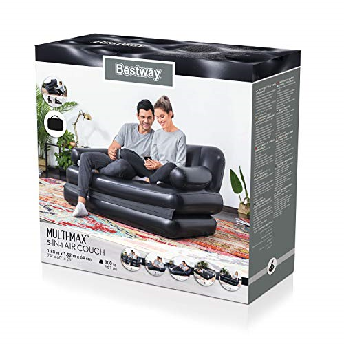 Bestway Multi-Max 5-in-1 Inflatable Double Air Sofa Bed with Air Pump - 1.88m x 1.52m x 64cm