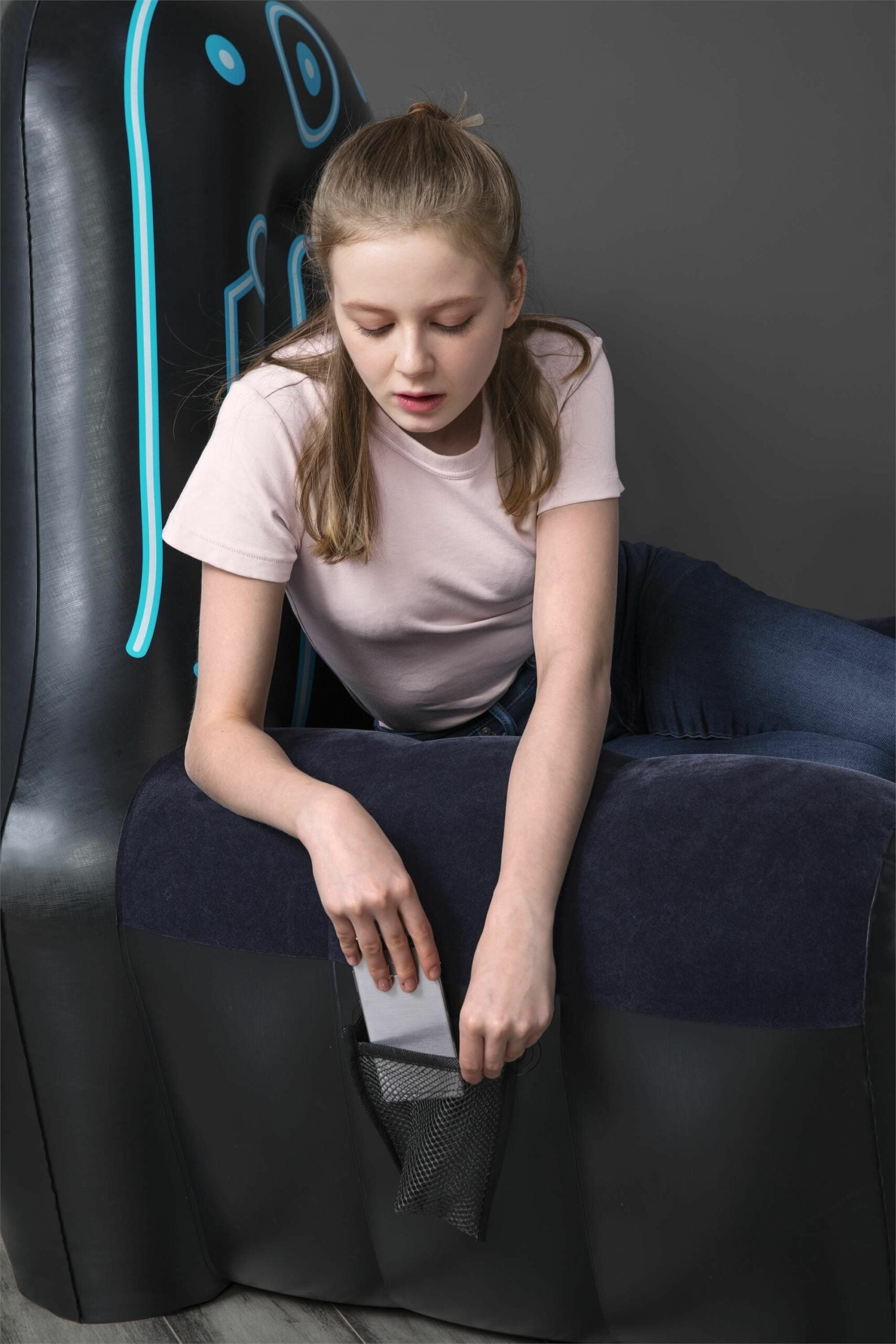 Bestway Inflatable Mainframe Gaming Air Chair Sofa with Armrests and Futuristic Print - 1.12M X 99CM X 1.25M