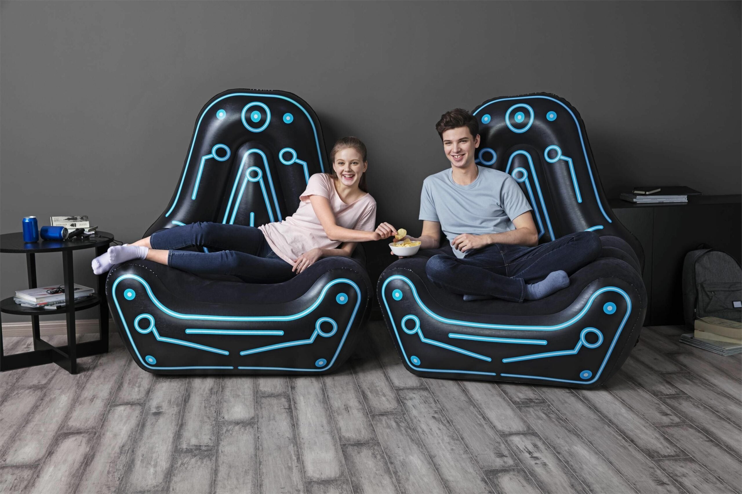 Bestway Inflatable Mainframe Gaming Air Chair Sofa with Armrests and Futuristic Print - 1.12M X 99CM X 1.25M