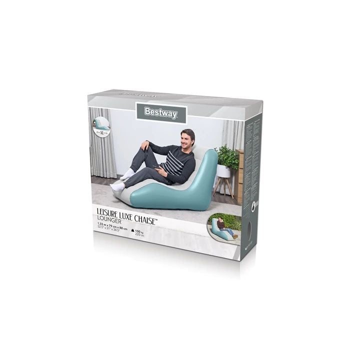 Bestway Leisure Luxe Inflatable Chaise Lounger for Home and Outdoor Relaxation - 1.33 m x 79 cm x 88 cm