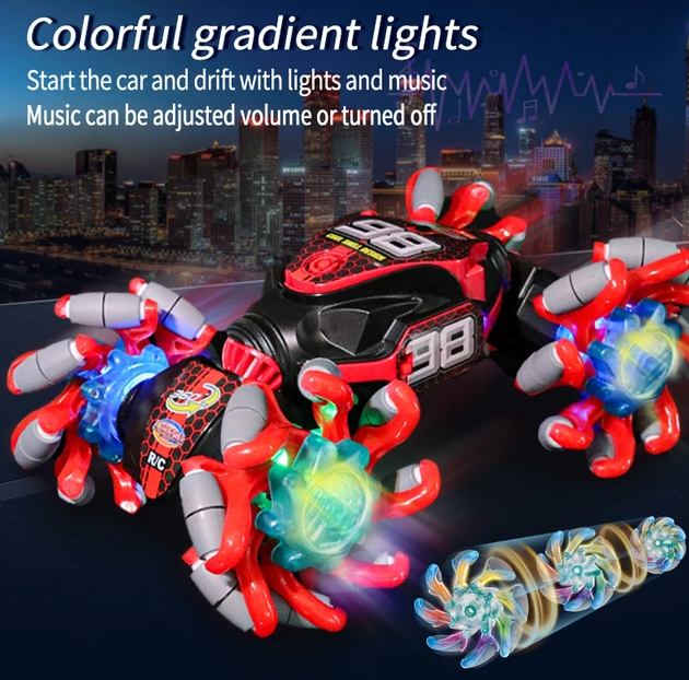 Portable Twist Car Toy with Gesture & Remote Control, Music, 360° Rotation & Rechargeable Battery