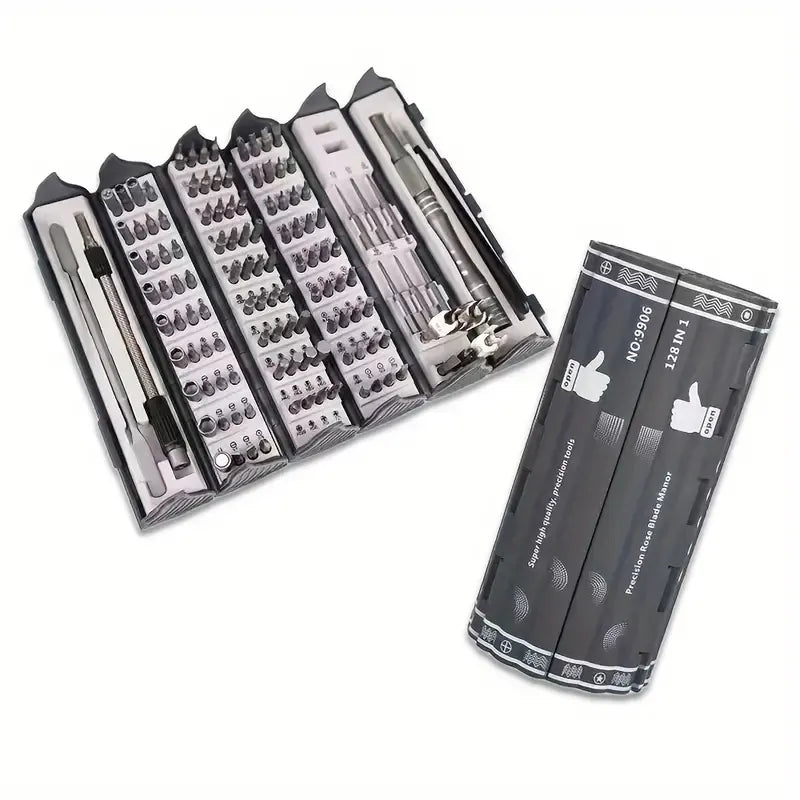 128-in-1 Professional Cylindrical Precision Multi-Tool Magnetic Screwdriver Set for DIY, Electronics