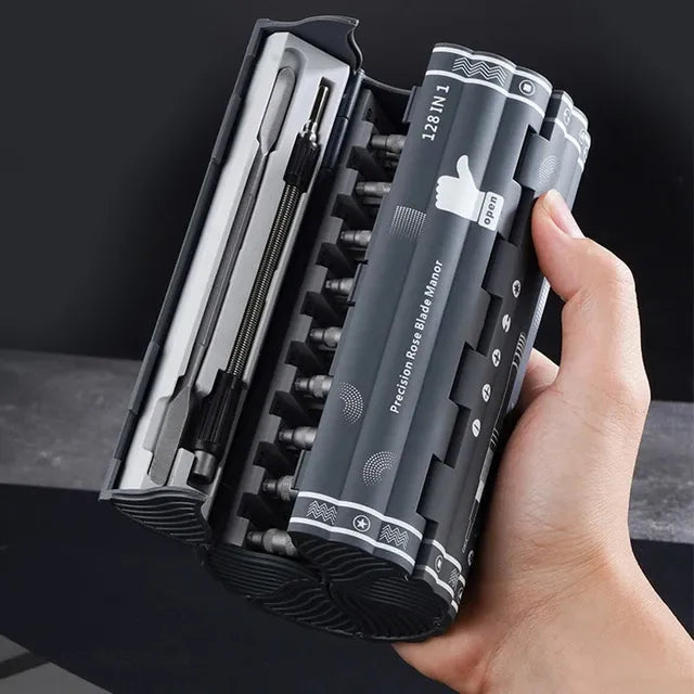 128-in-1 Professional Cylindrical Precision Multi-Tool Magnetic Screwdriver Set for DIY, Electronics