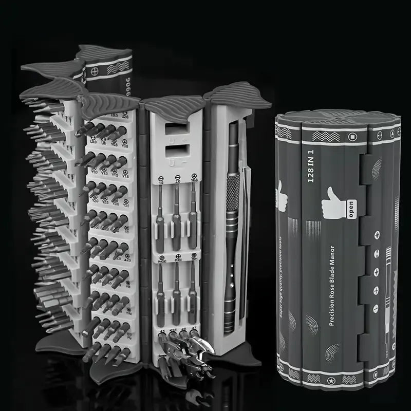 128-in-1 Professional Cylindrical Precision Multi-Tool Magnetic Screwdriver Set for DIY, Electronics