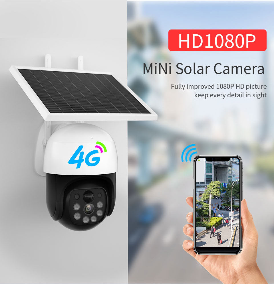 Smart Wireless 4G Outdoor Solar Security Camera with Night Vision, Motion Detection & PTZ