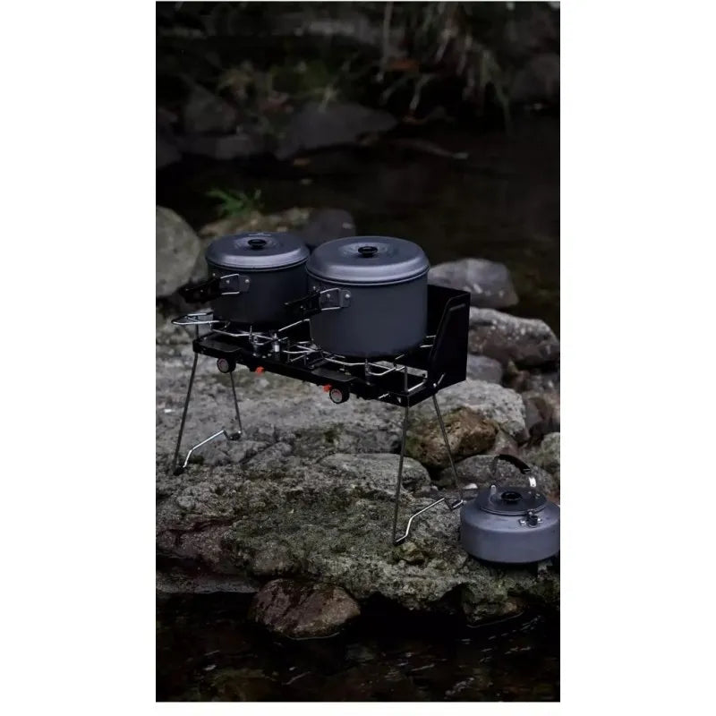 Portable & Foldable Windproof Double Head Butane Gas Stove for Outdoors & Camping